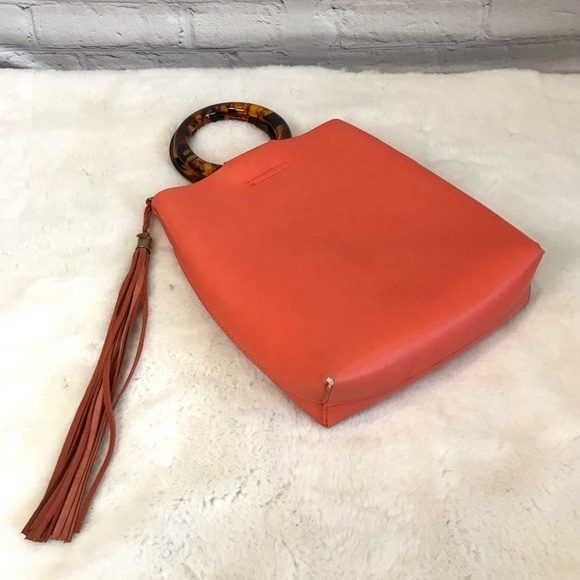 Anthropologie Lucite Handle Orange Tote Bag - Picture 1 of 9